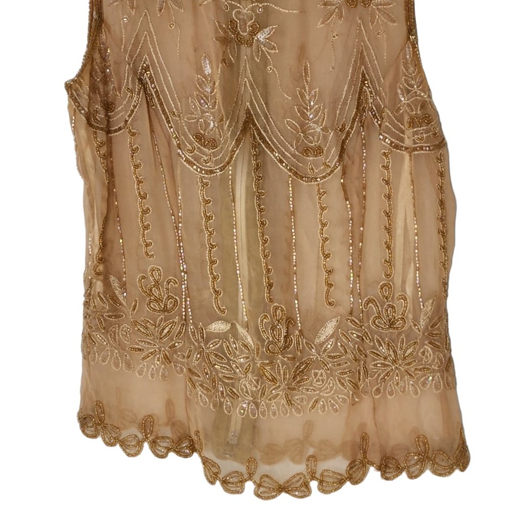 Kenneth Cole top pure silk gold heavily emroidered diamantes size 8 - Picture 11 of 16